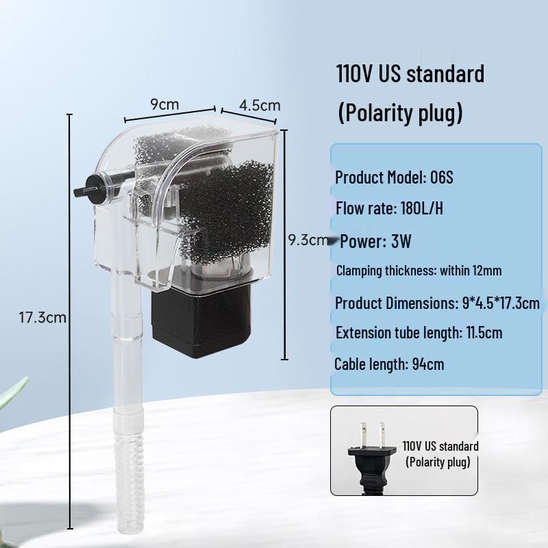 USB Wall-Mounted Mini Fish Tank Filter & Oxygenator Waterfall Pump