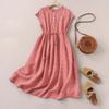 ZANZEA Women Casual Round Neck Summer Sleeveless Plaid Print Dress