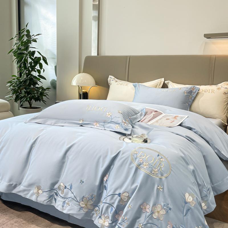 100 Pure Cotton 4pcs Set Class A Maternal and Infant Grade Long-staple Cotton Embroidered Quilt Cover Cotton Bed Sheet Mattress Household Bedding