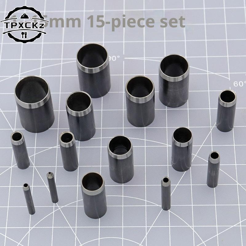 Jeu de perforatrices rondes 15 tailles (1–15mm) – Poinçon creux pour artisanat du cuir avec étui de rangement