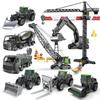 Alloy Construction Toy Set: Excavator, Mixer, Crane for Kids 0-6.