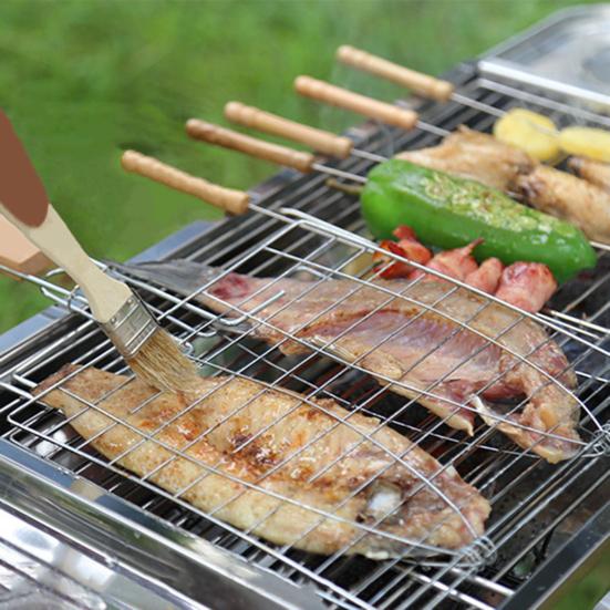 Pinza Rete Griglia Staffa Classica a Forma di Pesce per Arrosto Pesce Pratico Manico Lungo Barbecue Casalingo
