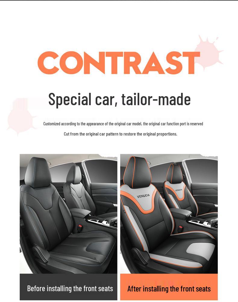 Venucia D60 Leather Car Seat Cover - Universal, All-Season, Full Cushion