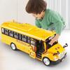 1 Set Bus Car Toy 1:30 Inertia Sliding Campus Bus Car Model Simulation Sound And Light Music Educational Toys Children'S Gift