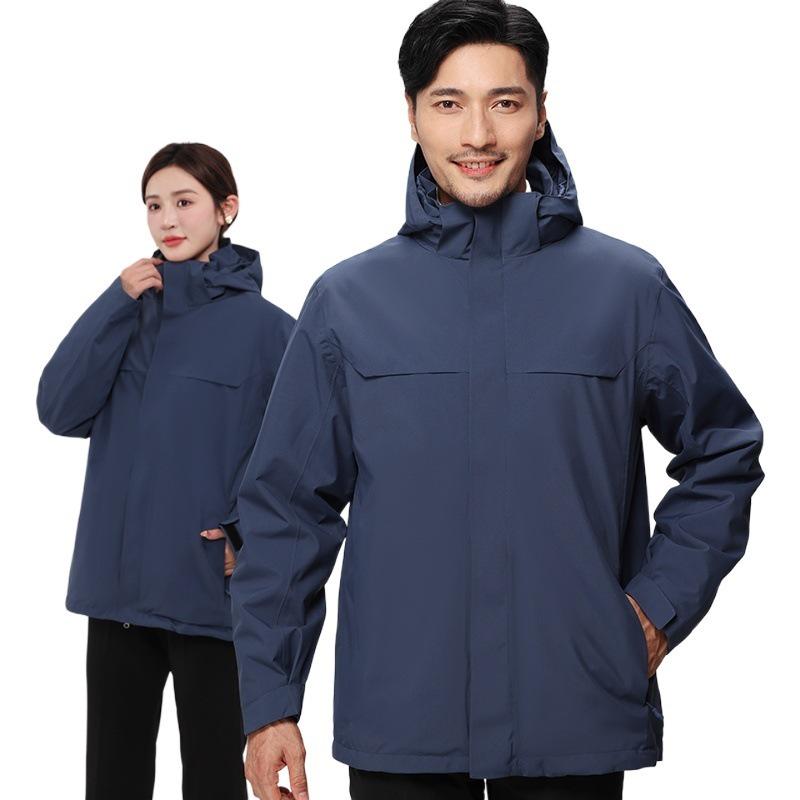 Winter Outdoor Heat-Sealed Warm Couple Outfit: Men's & Women's 3-in-1 Windproof Two-Piece Set