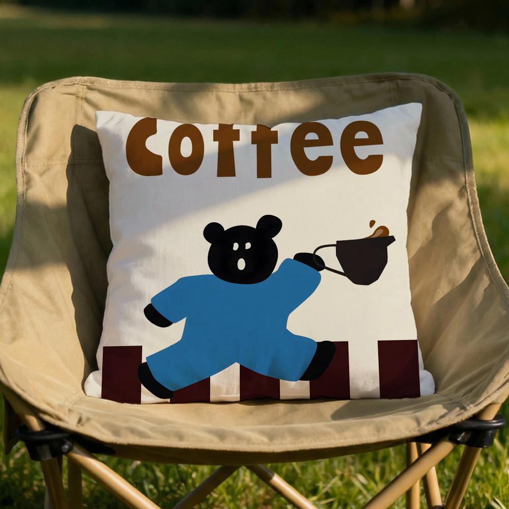 Creative Coffee Illustration Cushion Cover Soft Reversible  Durable Pillow Cover  MultiScene Use for Home  Car Daily Comfort