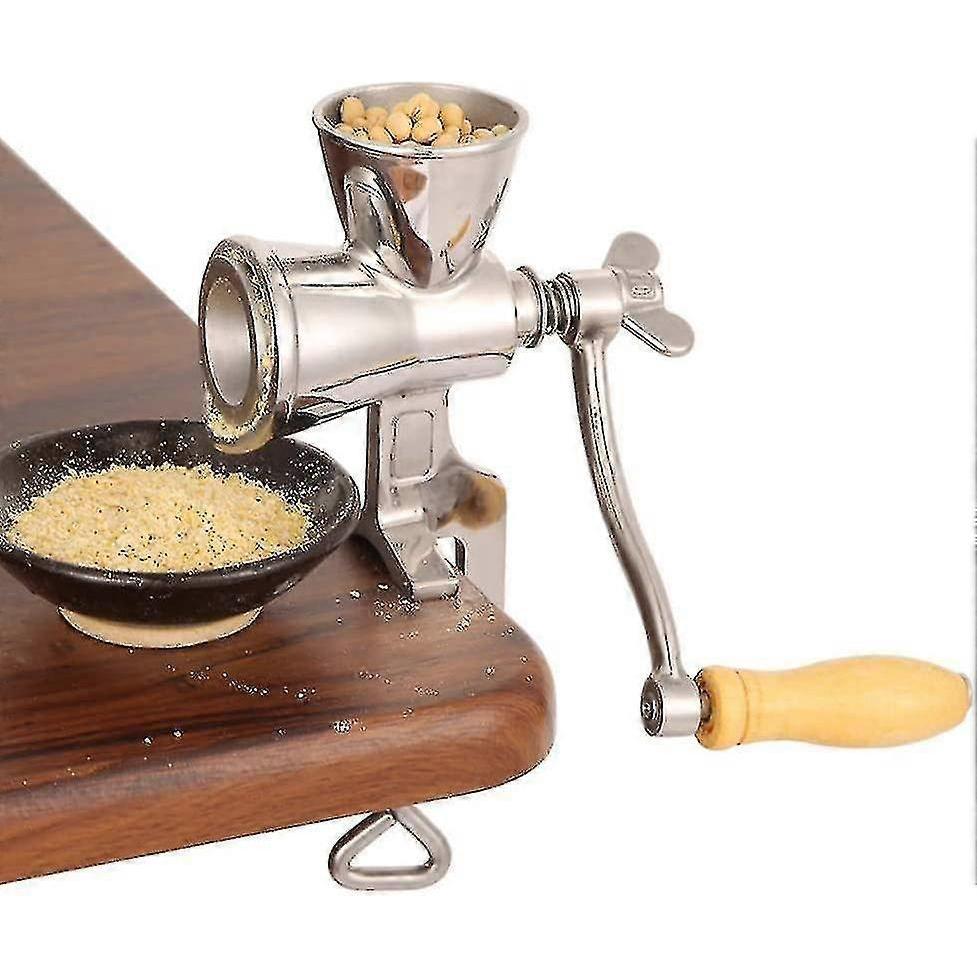 2023 - Manual Grain Grinder, Table Clip Design Grain Corn Grinder With Wooden Handle, Household Kitchen Tools Stainless