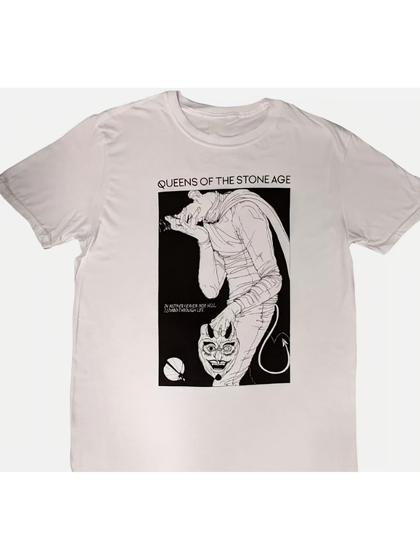 White Unisexs Tshirt Summer Fashion Casual Comfortable Unisexs Tshirt VTG 2017 Villain Tour Stone Age Queen Tshirt S