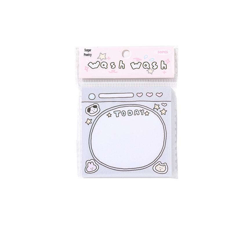 

Sugar Poem Ultra White Kraft Sticky Notes - Live Well! Cute Korean Style Cartoon Memo Pads