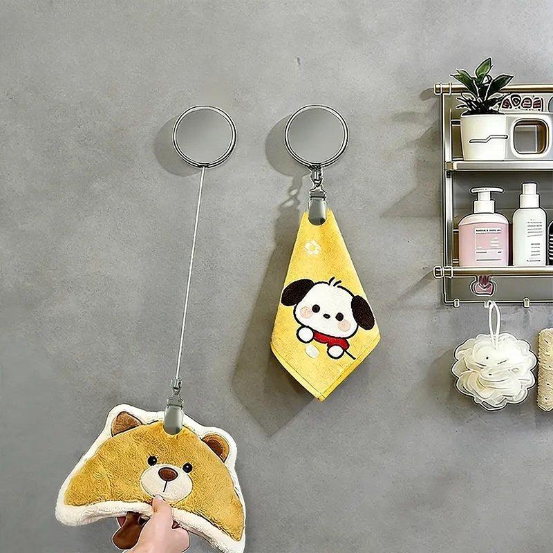 Multifunctional Telescopic Clip, Kitchen Towel, Lanyard, Automatic Rebound Telescopic Hook, No Punching Hook