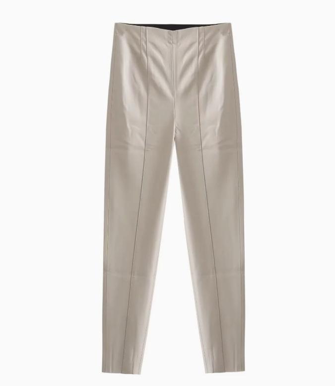 2025 Autumn/Winter Women's Slimming High-Waisted Faux Leather Leggings