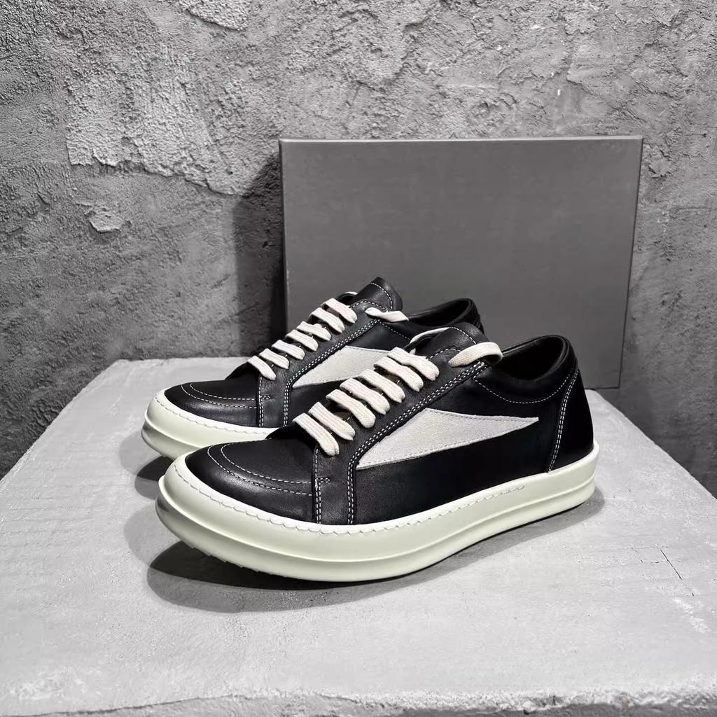 Men's and Women's Inverted Triangular Leather Board Shoes Increase The Height of The New Niche Low-top Thick-soled Milk-scented Casual Sports Shoes