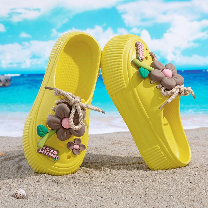 Fashion 2025 Summer Women Slippers Cute DIY Flower Platform Sandals Casual Indoor Outdoor Clogs Beach Slides Female Home Garden Shoes