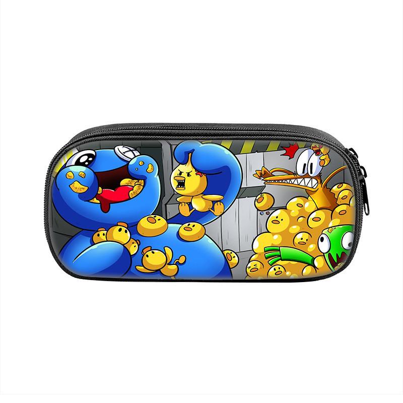 Rainbow Friends Cartoon Pencil Case With Durable Nylon Material Large Capacity School Storage