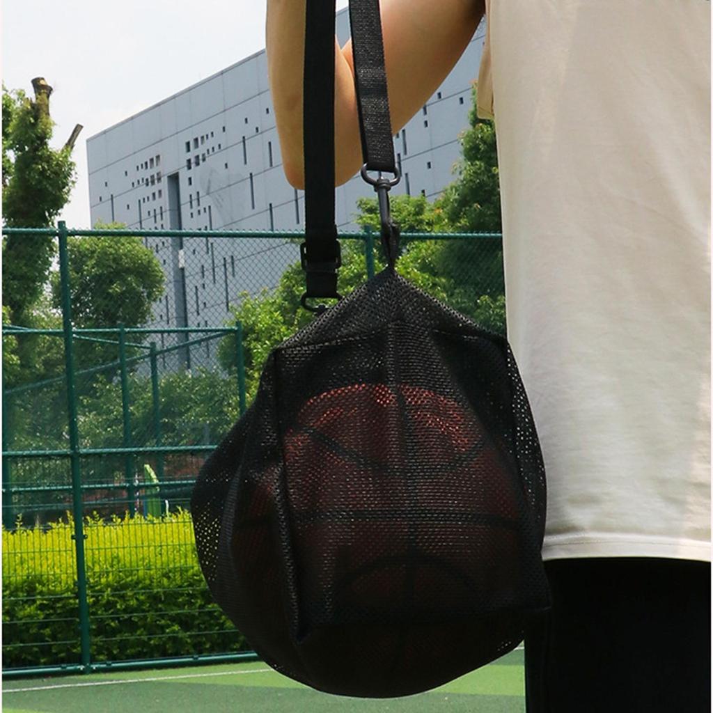 Basketball Bag Crossbody Drawstring Mesh Storage Shoulder Sports Ball Organizer Pouch Carrying with