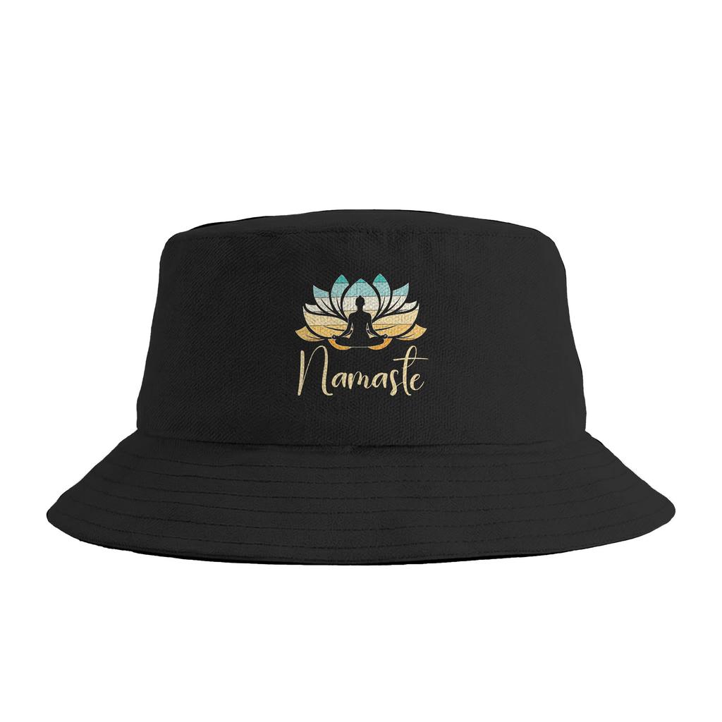 Pink Lotus Flower Yoga Breathe Meditation Yoga Lover Bucket Hat Summer Vintage FisherUnisex Hats For Unisex Women Personality Caps
