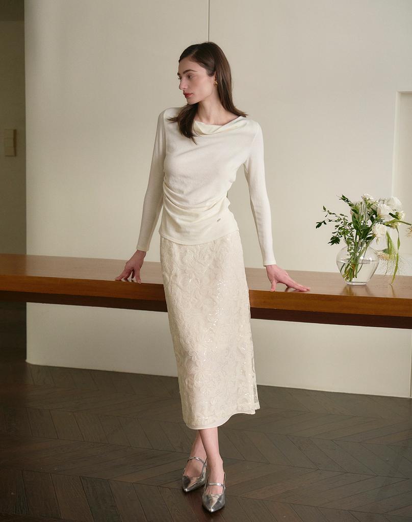 G Mar Spangle Skirt Ivory