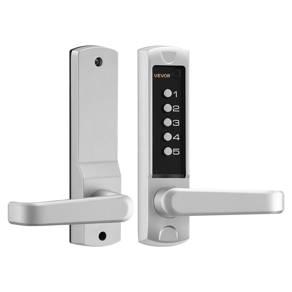 Mechanical Keyless Entry Door Lock, 2.0 Code Upgrade, 5 Digits Code, Single-Sided Push Button Combination Keypad Door Lock with Handle, Auto Locking,