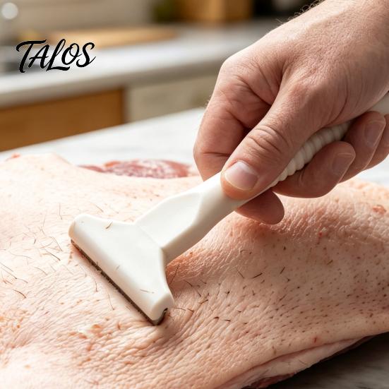 Food Processing Tool Pig Hair Removal Tool, T-Shaped Handle Stainless Steel Blade Scraper, T Shaped Scraper Easy Fat for Meat And Scraping Kitchen