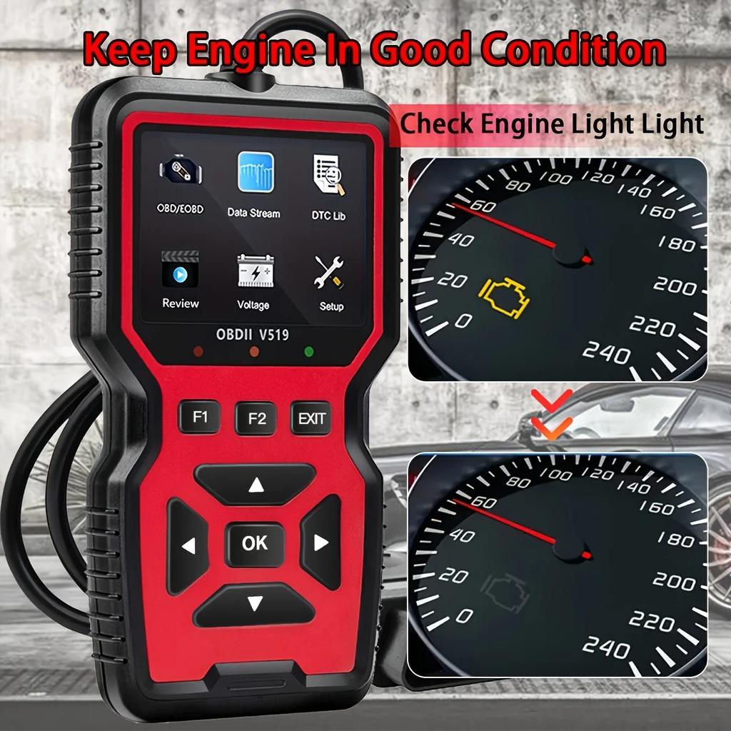 V519 Pro OBD2 Scanner: Live-Daten & Motorleuchten-Diagnose | Batterieloser Code-Leser mit DLC-Stromversorgung, CAN/KWP2000-Protokollen