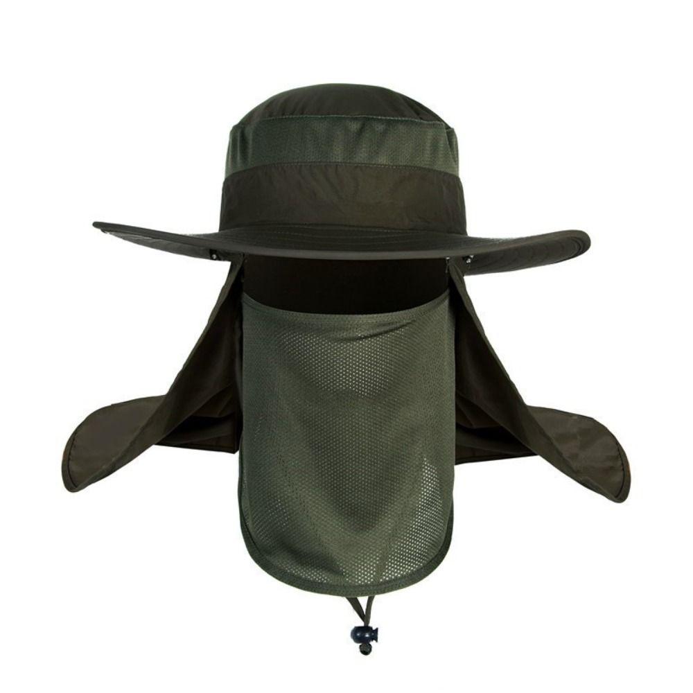 Breathable Large Round Brim Fishing Cap Sun Block Anti-Uv Men'S Sun Hat Quick Drying Outdoor Hiking Hat Men And Women