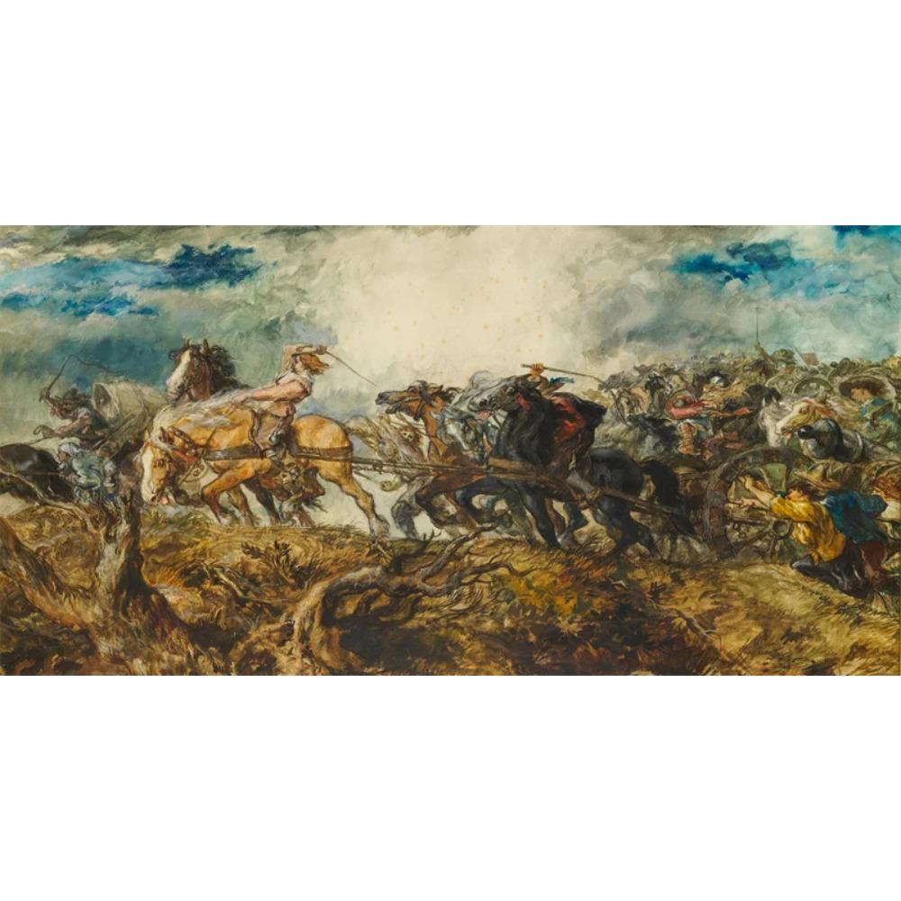 Vintage Oil Painting Poster Sir John Gilbert The Phantom Horseman Prints Large Canvas Painting Battle of Grunwald Mural Picture