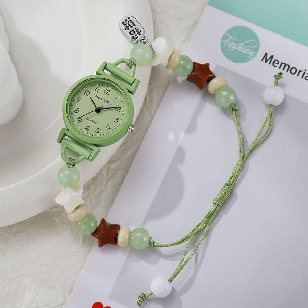 Fashion Sweet Bracelet Watch Adjustable Dopamine Star Chain Watch Pendant Beaded Quartz Watch for Women Girls