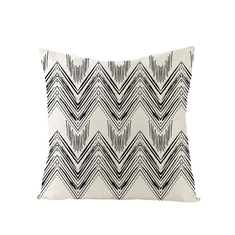 Black and White Nordic Simple Geometric Linen Pillowcase Modern Style Pillowcase Car Cushion Home