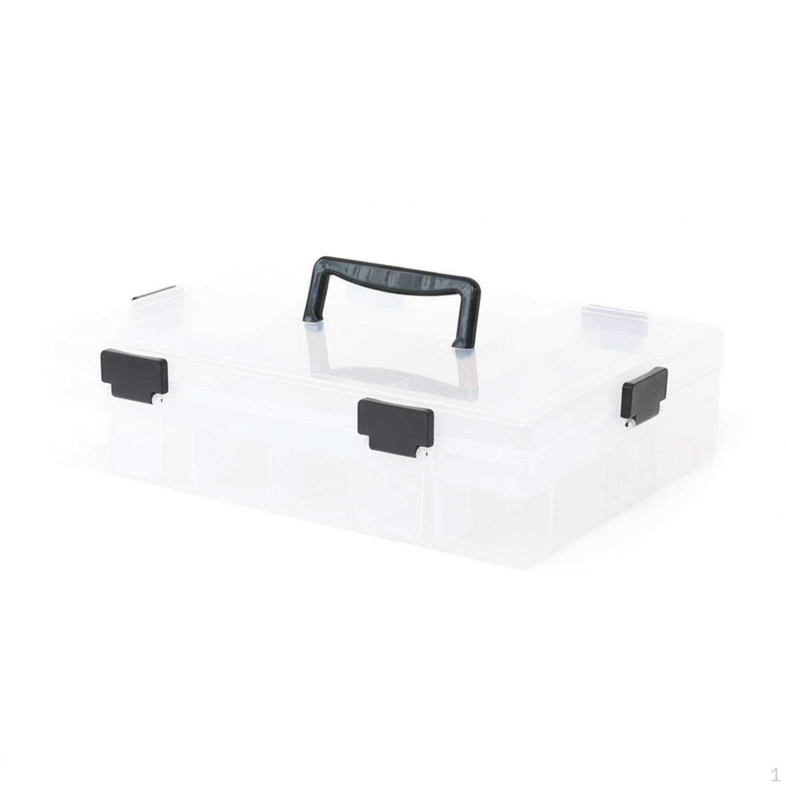 Clear Compartment Box Hinged Lid Portable Organizer Carry Handle