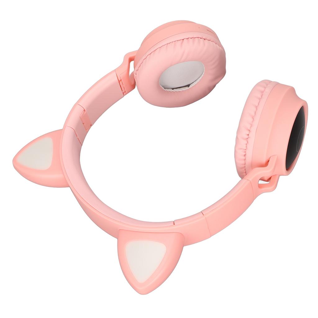 Cat Ear Gaming Headphones Deep Bass LED Light Foldable Cute Cat Ear Headset with Soft Earmuffs