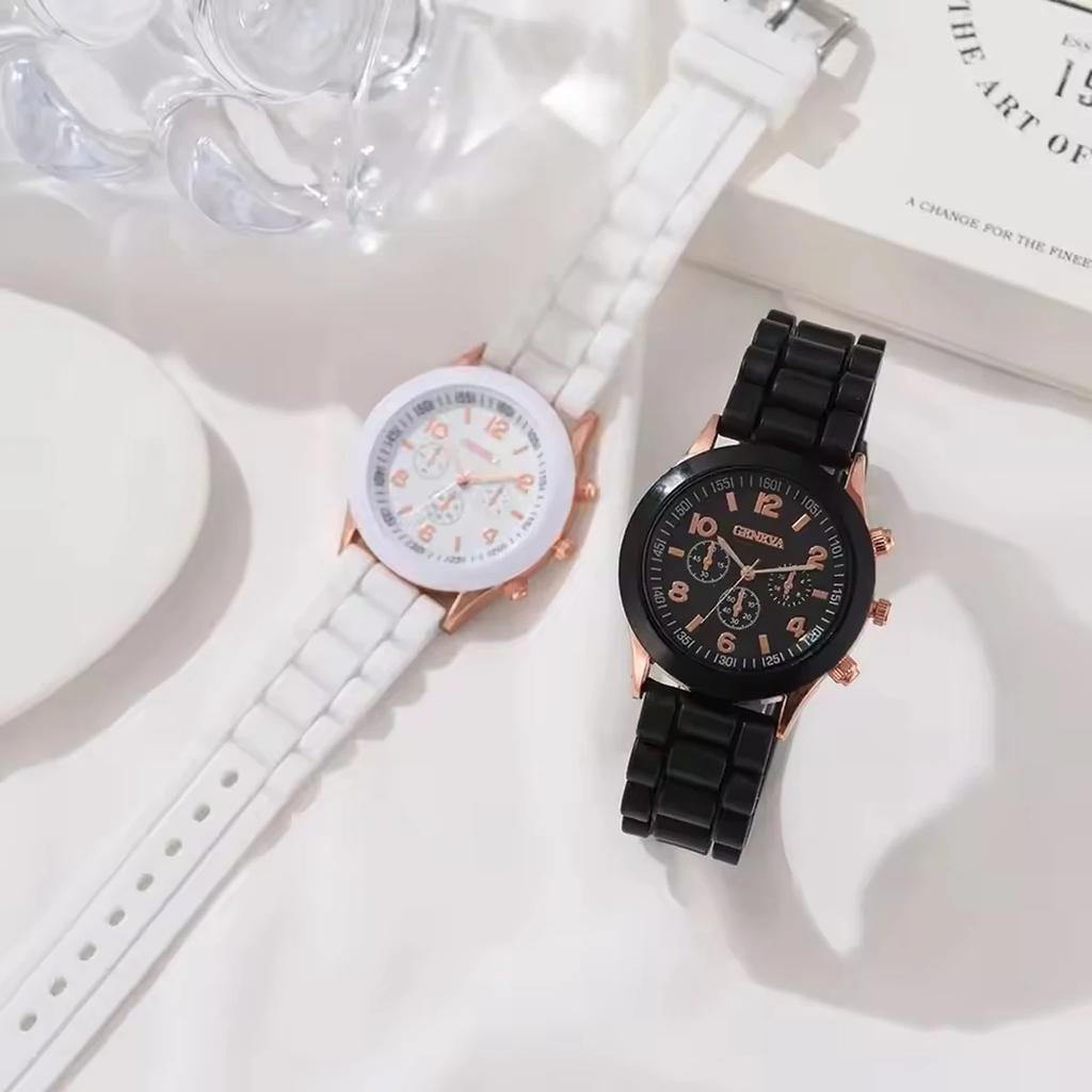 Luxury Women's Watch Set Fashion Luxury Elegant Alloy Wristwatch Silicone Strap Couple Watch Men Quartz Holiday Gifts