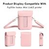 Rieibi mini Link3 Case, Compatible with FUJIFILM Instax Mini Link3, Shoulder Strap PU Leather Pink 13.5*9.7*4CM