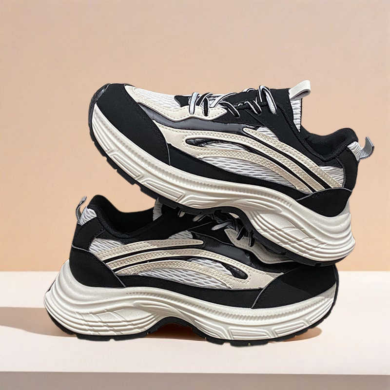 Legitimate Leather Autumn Womans Casual Shoes Husband Running Training & Exercise Black Sneakers Sport Vintage High Fashion