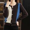 Navava Women Ribbed Color Block Long Sleeve Knit Cardigan Nk3149