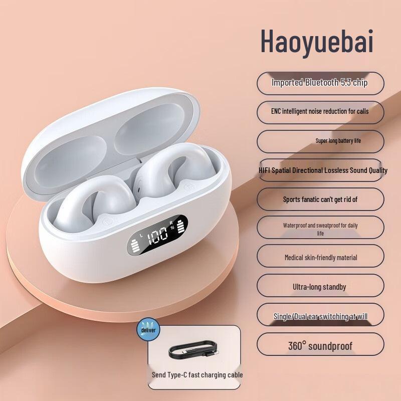 High-End X22 Bluetooth Bone Conduction Earphones - Wireless, Comfortable Ear Clip Design for Long Wear, Unisex