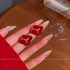 Irregular Wavy Square Stud Earrings Women's Hong Kong Style Temperament Dripping Earrings Elegant Earrings Wholesale