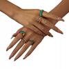 Set Of 5 Golden Rings Retro Punk Vintage Snake Heart Green