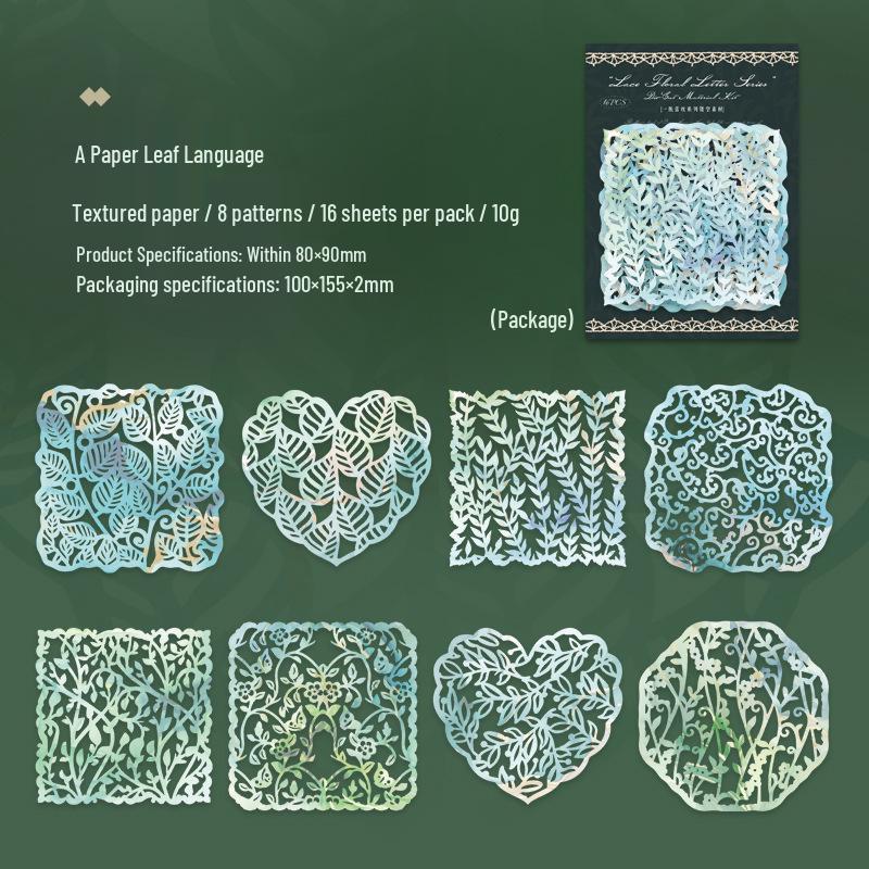 Ketchup Girl Retro Journal Paper Lace Set: 4 Styles, 16 Sheets, Scenery Design