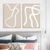 VLOLIFE Boho Trendy Poster Print Art Beige White Line Canvas Paintings Wall Abstract Prints Minimalist Decoration For Living Room Home Frameless,