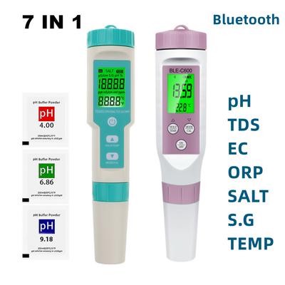 Blue-tooth Digital 7 In 1 pH Meter PH/TDS/EC/ORP/Salinity /SG/TEMP Meter Water Quality Monitor Tester Drinking Water Aquariums