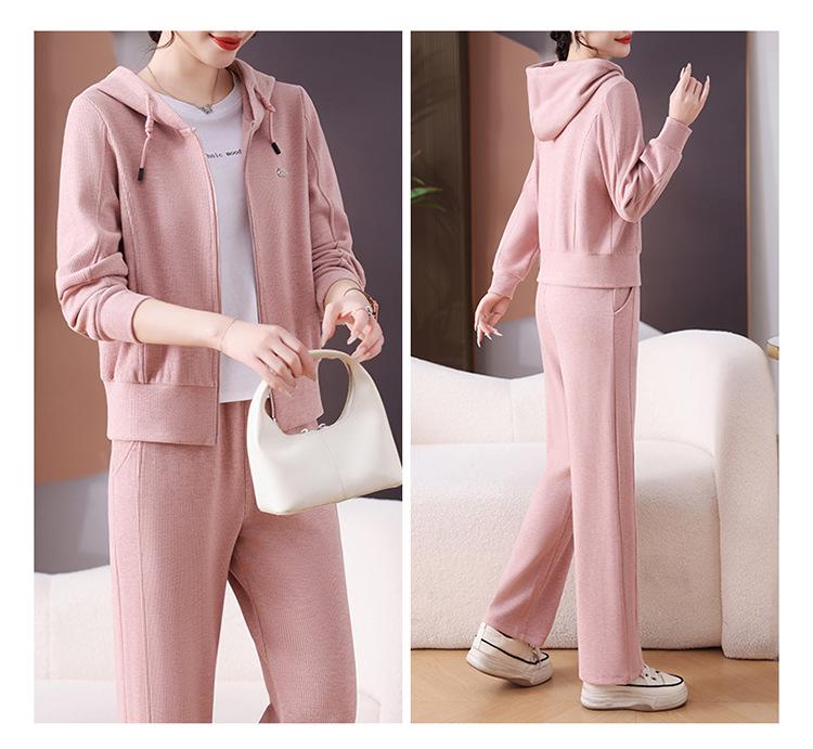 Woodpecker Women's Straight-Leg Pants & Sweatshirt Jacket Set - 2025 Spring/Autumn Casual Sportswear