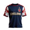 Men's England Supporter Soccer Jersey Short Sleeve Crew Neck Football Fan Tee with Graphic Print and Contrast Sleeves for World Cup Events