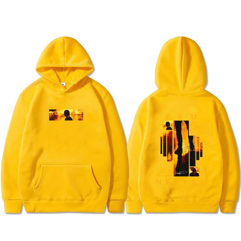 French Rapper Nekfeu Feu Graphic Hoodie Men Women Fashion Pop Music Pullover Man Vintage Fleece Hooded Sweatshirt