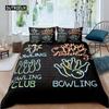 Bowling Duvet Cover Polyester Sport Competition Quilt Cover Sports Games Starry Sky Blue Line Bedding Set Double Queen King Size