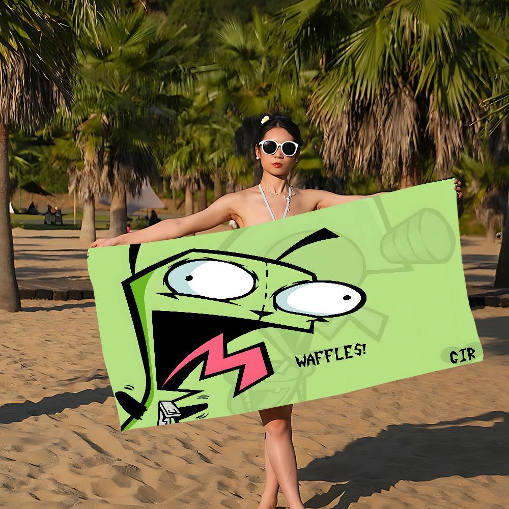 L-Invader Zim Cartoon Microfiber Beach Towel Absorbent Quick dry Soft Yoga Swimming Resort Mountain Climbing Towel