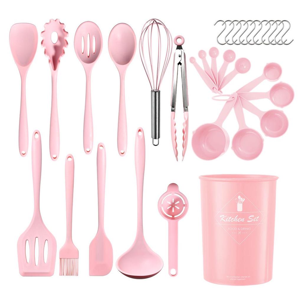 Non-Slip Silicone Cooking Set: High-Temp Resistant Soup Ladle, Stir-Fry Spatula, and Pot Spoon