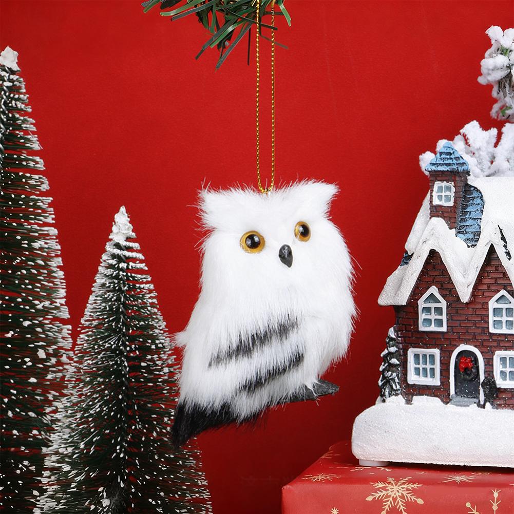 1Pc Cute Owl Mini White Black Simulation Furry Bird Ornament Decoration Adornment Simulation for Home Decor Christmas Pendant