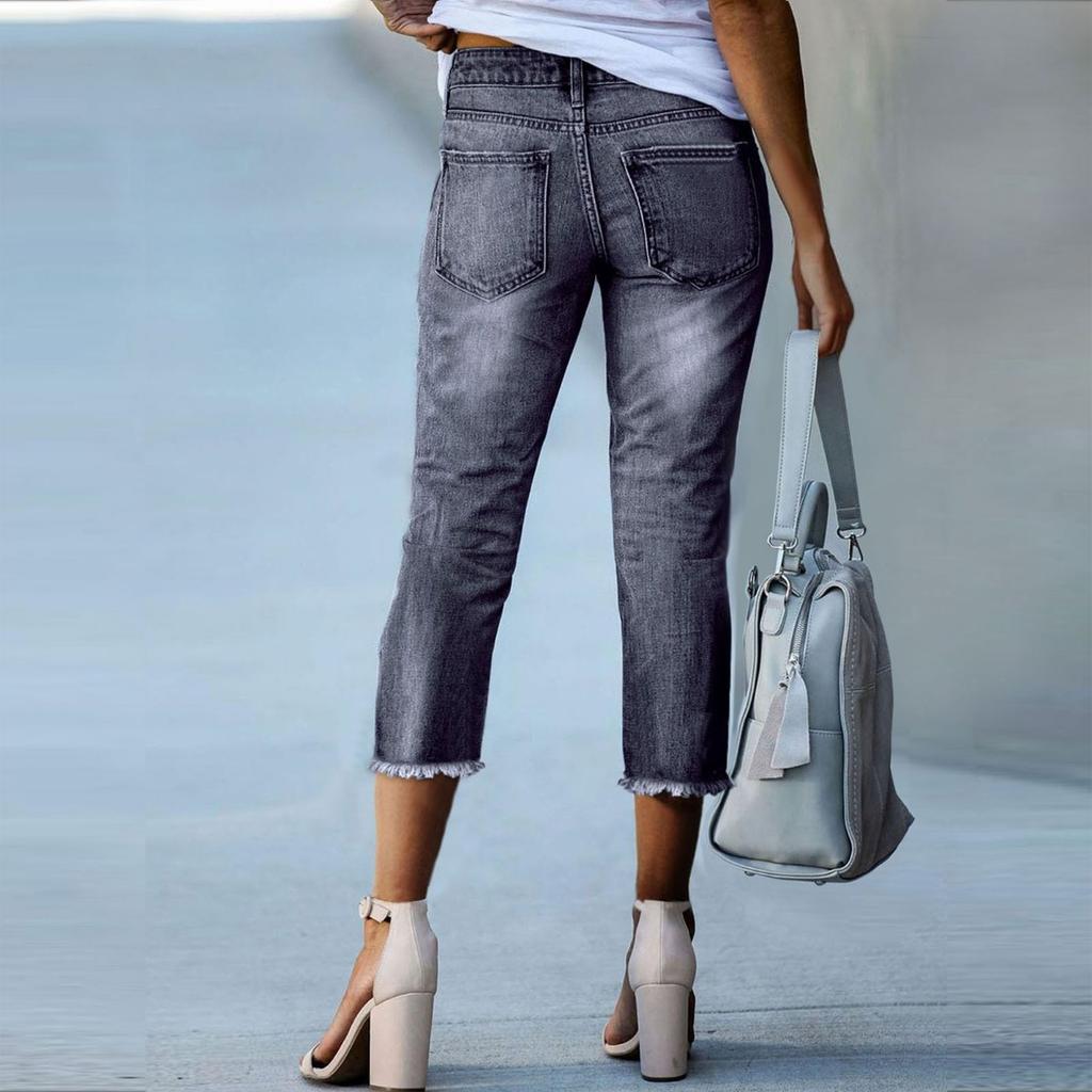 Women's Stretch Fashion Versatile Embroidered Edge Fade Pants