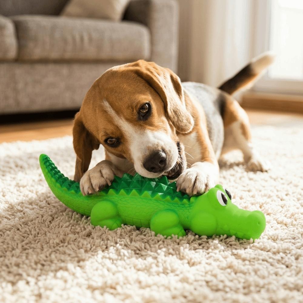 Premium Latex Squeaky Dog Alligator Toy Interactive Dog Training Toy  Indoor Daily Playtime