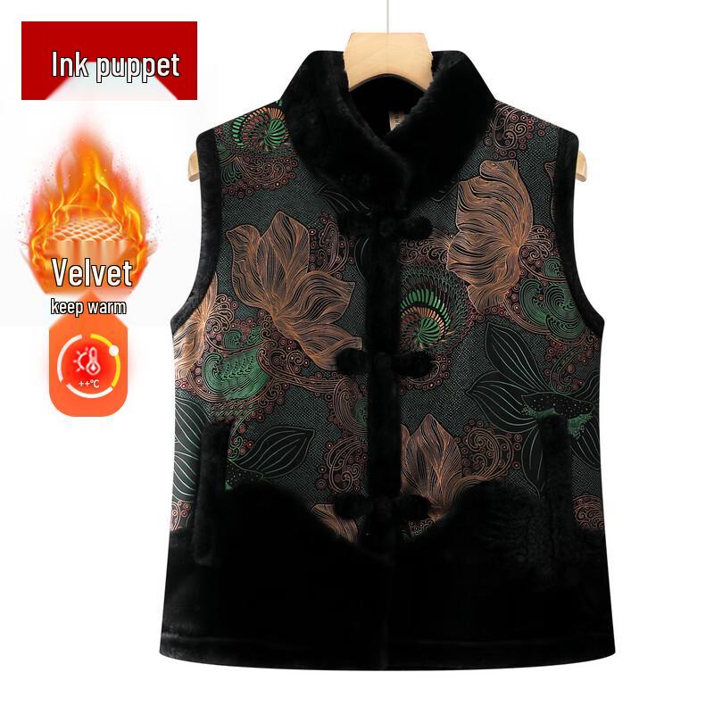 

Moou Жилет женский осенне-зимний в китайском стиле, с плюшевой подкладкой 3XL